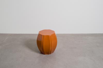 Robert Kuo Contemporary Mila Lacquer 8 Petal Drumstool by Robert Kuo Hand Repouss 