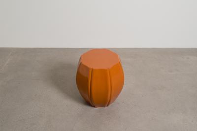 Robert Kuo Contemporary Mila Lacquer 8 Petal Drumstool by Robert Kuo Hand Repouss 