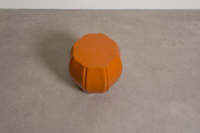 Robert Kuo Contemporary Mila Lacquer 8 Petal Drumstool by Robert Kuo Hand Repouss 