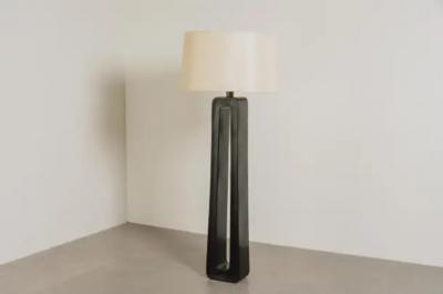 Robert Kuo Contemporary O Floor Lamp in Black Lacquer by Robert Kuo Limited Edition