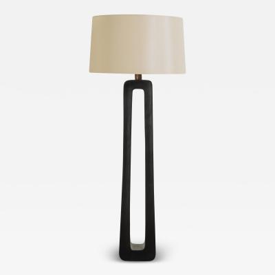 Robert Kuo Contemporary O Floor Lamp in Black Lacquer by Robert Kuo Limited Edition