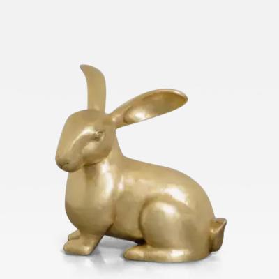 Robert Kuo Contemporary Rabbit Sculpture in Brass by Robert Kuo Hand Repouss Limited