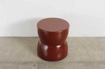 Robert Kuo Contemporary Red Bean Lacquer Low Empire Drumstool by Robert Kuo