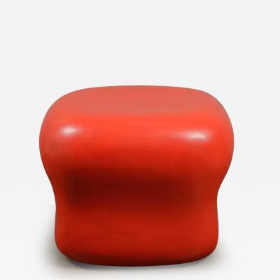 Robert Kuo Contemporary Red Lacquer Cushion Drumstool by Robert Kuo Limited Edition