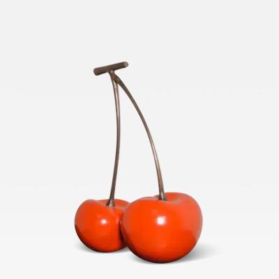 Robert Kuo Contemporary Red Lacquer and Copper Cherries Sculpture by Robert Kuo Limited