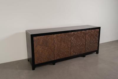 Robert Kuo Contemporary Repouss Antiqued Copper Kuai Design 4 Door Buffet by Robert Kuo