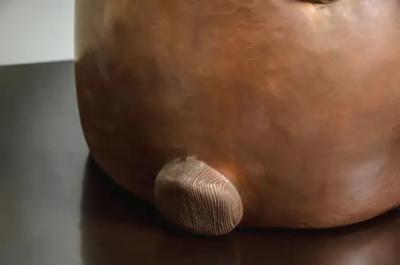 Robert Kuo Contemporary Repouss Antiqued Copper Sitting Rabbit Sculpture by Robert Kuo