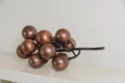 Robert Kuo Contemporary Repouss Copper Grape Sprig Sculpture by Robert Kuo