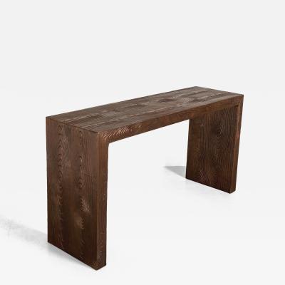 Robert Kuo Contemporary Repouss Copper Woodgrain Design Console by Robert Kuo