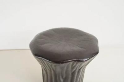 Robert Kuo Contemporary Repouss Lotus Drumstool in Copper by Robert Kuo Limited Edition