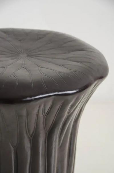 Robert Kuo Contemporary Repouss Lotus Drumstool in Copper by Robert Kuo Limited Edition