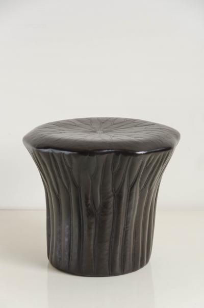 Robert Kuo Contemporary Repouss Lotus Drumstool in Copper by Robert Kuo Limited Edition