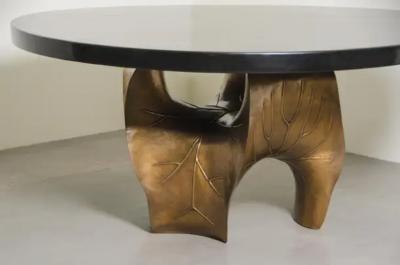 Robert Kuo Contemporary Repouss Lotus Leaf Shape Table Base in Brass by Robert Kuo