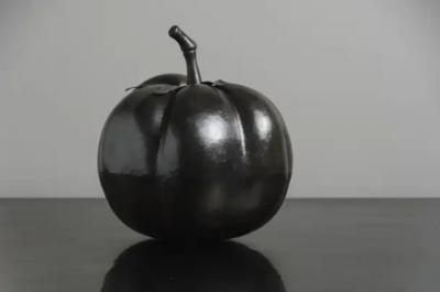 Robert Kuo Contemporary Repousse Tomato Sculpture in Dark Antique Copper by Robert Kuo