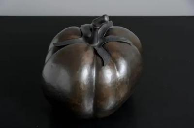 Robert Kuo Contemporary Repousse Tomato Sculpture in Dark Antique Copper by Robert Kuo