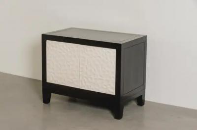 Robert Kuo Contemporary Rocco Small Short Cabinet in Cream Lacquer by Robert Kuo