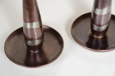 Robert Kuo Contemporary Serpentine Candlestand in Copper White Bronze by Robert Kuo