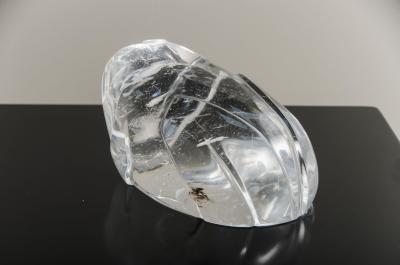Robert Kuo Contemporary Shang Design Carved Frog Sculpture in Crystal by Robert Kuo