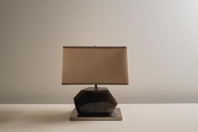 Robert Kuo Contemporary Smoke Crystal Horizontal Facet Lamp by Robert Kuo Limited Edition