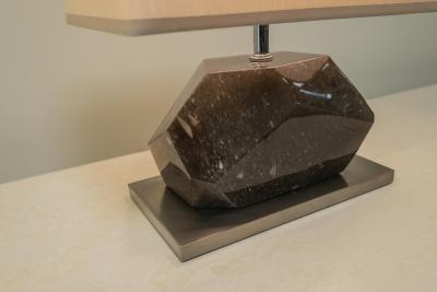 Robert Kuo Contemporary Smoke Crystal Horizontal Facet Lamp by Robert Kuo Limited Edition