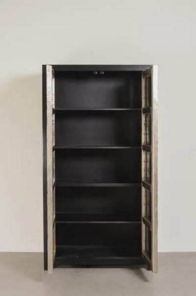Robert Kuo Contemporary Tall Kuai Cabinet in White Bronze by Robert Kuo Limited Edition