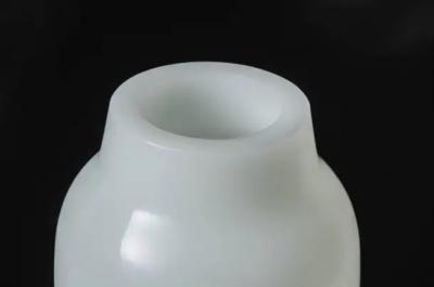 Robert Kuo Contemporary Urn Shape Vase in Bai Jade Peking Glass by Robert Kuo
