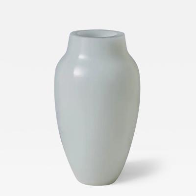 Robert Kuo Contemporary Urn Shape Vase in Bai Jade Peking Glass by Robert Kuo