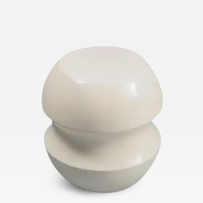 Robert Kuo Contemporary Zong Drumstool in Cream Lacquer by Robert Kuo Limited Edition