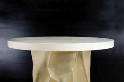 Robert Kuo Cream Lacquer Entry Table Top by Robert Kuo Limited Edition