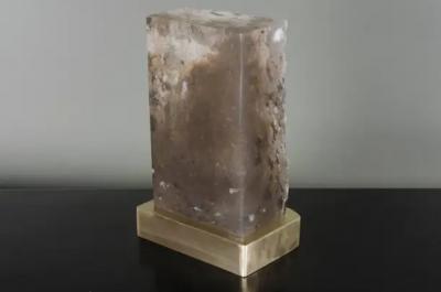 Robert Kuo Cuadra Light by Robert Kuo Smoke Crystal and Brass Limited Edition in Stock