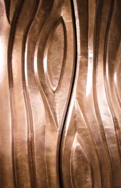 Robert Kuo Da Tree Trunk Cabinet Antique Copper by Robert Kuo Limited Edition in Stock