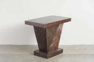 Robert Kuo Diagonal Cascade Side Table Antique Copper by Robert Kuo Hand Repouss 