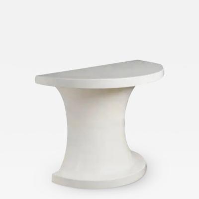 Robert Kuo Diva Half Round Table Cream Lacquer by Robert Kuo Handmade Limited Edition