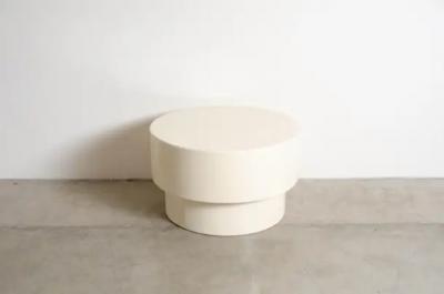 Robert Kuo Drum Table Cream Lacquer by Robert Kuo Handmade Limited Edition
