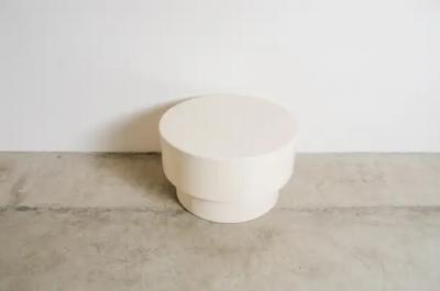 Robert Kuo Drum Table Cream Lacquer by Robert Kuo Handmade Limited Edition
