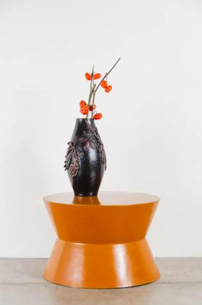 Robert Kuo Drumstool with Waist Mila Lacquer by Robert Kuo Handmade Limited Edition