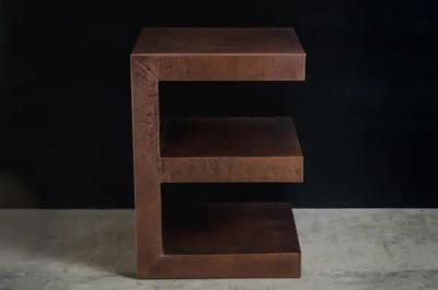 Robert Kuo E Side Table Antique Copper by Robert Kuo Hand Repousse Limited Edition