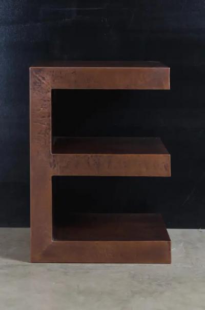 Robert Kuo E Side Table Antique Copper by Robert Kuo Hand Repousse Limited Edition