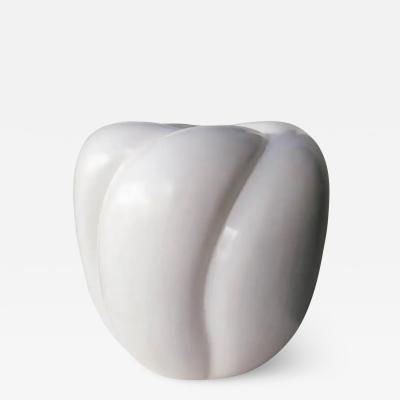 Robert Kuo Four Petal Cream Lacquer Pot by Robert Kuo Limited Edition