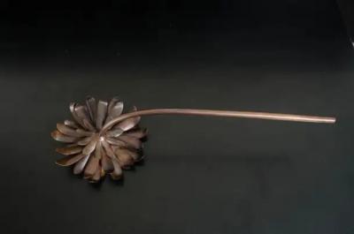 Robert Kuo Gerber Daisy Flower Sculpture Antique Copper by Robert Kuo Hand Repousse