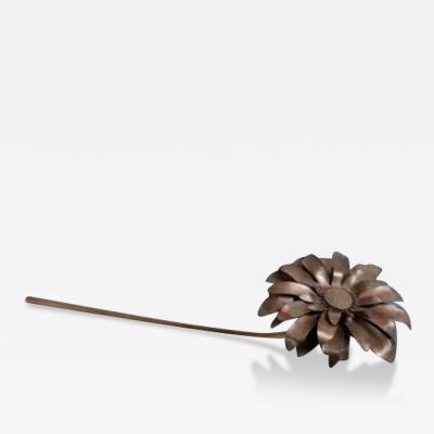 Robert Kuo Gerber Daisy Flower Sculpture Antique Copper by Robert Kuo Hand Repousse