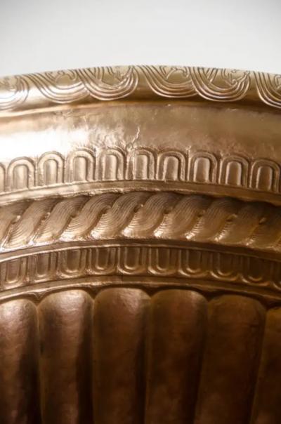 Robert Kuo Gold Tang Design Pot 24 Karat Gold Plate by Robert Kuo Hand Repousse Limited