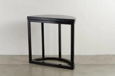 Robert Kuo Half Round Table Black Lacquer by Robert Kuo Handmade Limited Edition