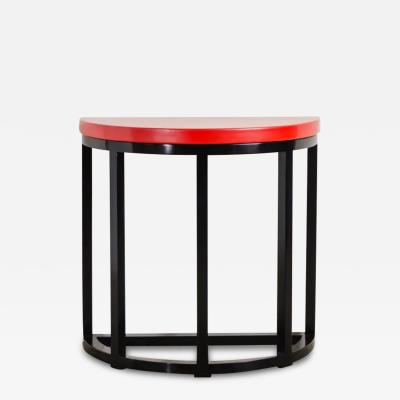 Robert Kuo Half Round Table Red Lacquer by Robert Kuo Handmade Limited Edition