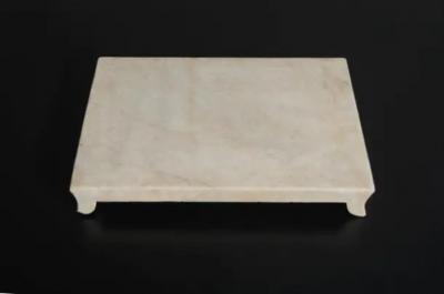 Robert Kuo Han Bai Yu Stone Elevated Tray by Robert Kuo Hand Carved Limited Edition
