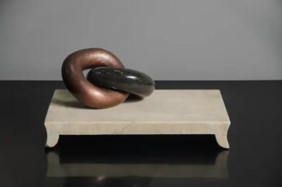 Robert Kuo Han Bai Yu Stone Elevated Tray by Robert Kuo Hand Carved Limited Edition