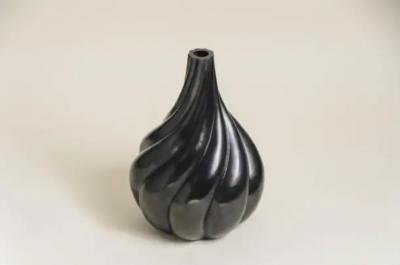 Robert Kuo Hand Repouss Swirl Vase in Black Copper by Robert Kuo Contemporary