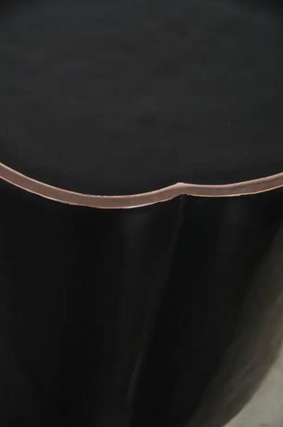 Robert Kuo High Tang Drumstool Black Lacquer by Robert Kuo Hand Repousse Limited