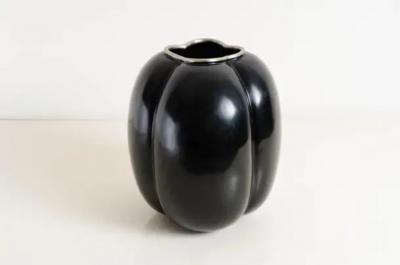 Robert Kuo High Tang Vase Black Lacquer by Robert Kuo Handmade Limited Edition