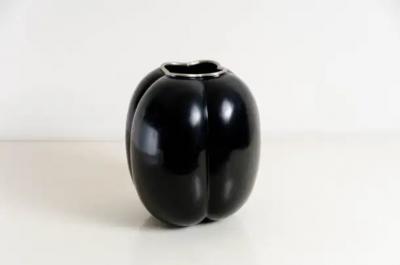 Robert Kuo High Tang Vase Black Lacquer by Robert Kuo Handmade Limited Edition